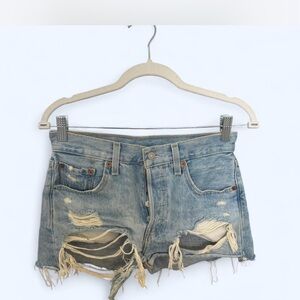 Levi's Blue Distressed Jean Shorts